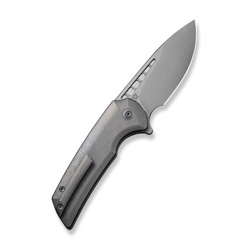 Discontinued WE Mini Malice Folding Knife Gray Titanium Handle 20CV Drop Point Plain Edge Gray Stonewash Finish WE054BL-2