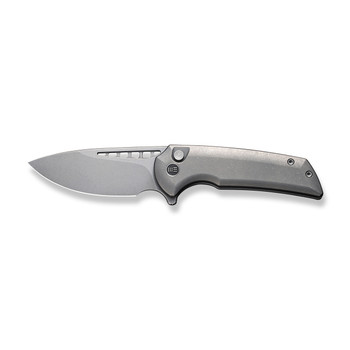 Discontinued WE Mini Malice Folding Knife Gray Titanium Handle 20CV Drop Point Plain Edge Gray Stonewash Finish WE054BL-2