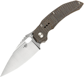Bestech Exploit Folding Knife Tiger Titanium Handle S35VN Plain Edge Satin Finish BT2005D