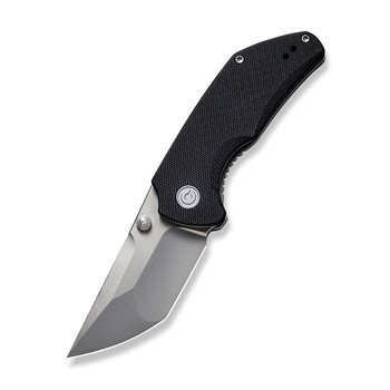 Civivi Thug 2 Folding Knife Black G10 Handle Nitro V Tanto Plain Edge Silver Bead Blast Finish C20028C-2
