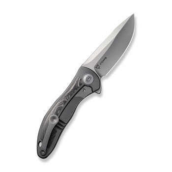 WE Synergy 2v2 Folding Knife Titanium/Shredded Carbon Fiber Handle 20CV Drop Point Plain Edge Bead Blast Finish WE18046CF-1