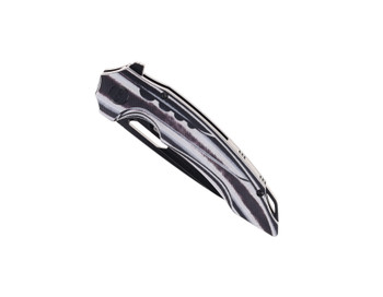 Bestech Ornetta Folding Knife Black/White Carbon Fiber/G10 Handle N690 Plain Edge Black Stonewash Finish BL02D