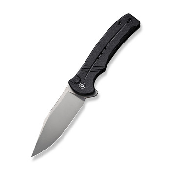 Civivi Cogent Folding Knife Black Micarta Handle 14C28N Clip Point Plain Edge Silver Bead Blast Finish C20038D-7