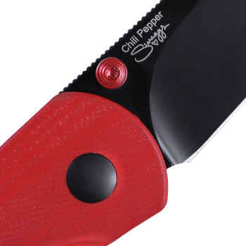 Kizer Chili Pepper Button Lock Folding Knife Red G10 Handle 154CM Plain Black Blade V3601C1