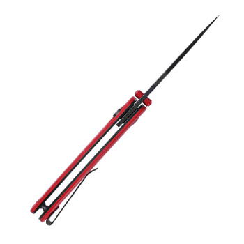 Kizer Chili Pepper Button Lock Folding Knife Red G10 Handle 154CM Plain Black Blade V3601C1