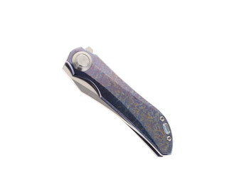 TwoSun Folding Knife Sabertooth Blue/Multi Color Titanium Handle M390 Plain Edge TS196 Color