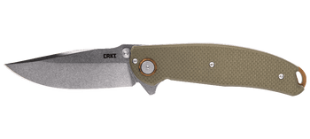 CRKT Butte Folding Knife Tan G10 Handle D2 Plain Edge Stonewash Finish 2471