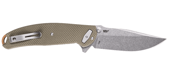 CRKT Butte Folding Knife Tan G10 Handle D2 Plain Edge Stonewash Finish 2471
