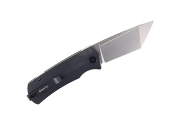 Petrified Fish Beluga Folding Knife Black G10 Handle K110 Tanto Plain Edge Stonewash Finish PF-P01T-DW