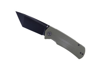 Petrified Fish Beluga Folding Knife Green G10 Handle K110 Tanto Plain Black Blade PF-P01T-GRDW