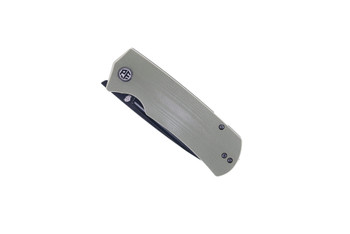 Petrified Fish Beluga Folding Knife Green G10 Handle K110 Tanto Plain Black Blade PF-P01T-GRDW