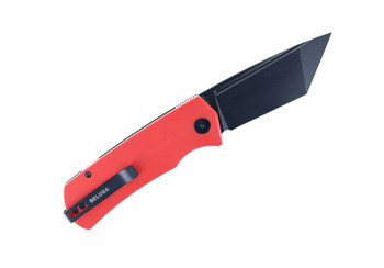 Petrified Fish Beluga Folding Knife Red G10 Handle K110 Tanto Plain Black Blade PF-P01T-RDW