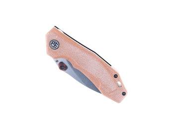 Petrified Fish Havrog Brown Micarta Handle Thumb Stud Liner Lock Pocket Knife K110 Stonwashed Blade PF-P04 KMW