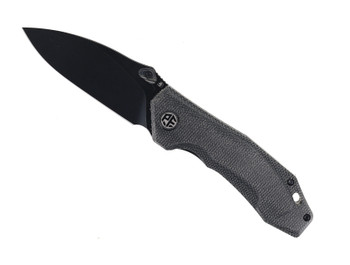 Petrified Fish Havrog Black Micarta Handle Thumb Stud Liner Lock Pocket Knife K110 Black/Stonwashed Blade PF-P04 DMDW