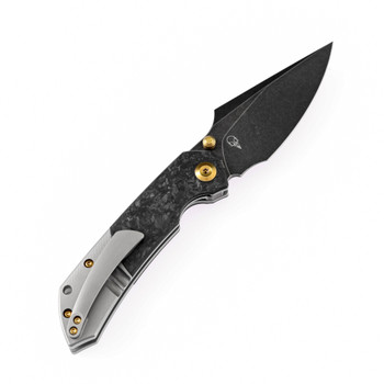 Kansept Fenrir Folding Knife Shredded Carbon Fiber/Titanium Handle S35VN Plain Black Blade K1034A1
