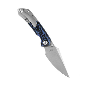 Kansept Fenrir Folding Knife Black/Blue G10/Titanium Handle S35VN Plain Edge Stonewash Finish K1034A3