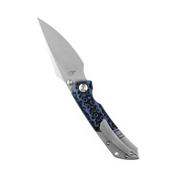 Kansept Fenrir Folding Knife Black/Blue G10/Titanium Handle S35VN Plain Edge Stonewash Finish K1034A3