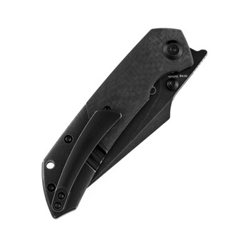 Kansept Fenrir Folding Knife Twill Carbon Fiber/Black Titanium Handle S35VN Plain Black Blade K1034A4