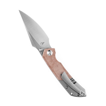 Kansept Fenrir Folding Knife Brown Micarta/Titanium Handle S35VN Plain Edge Satin Finish K1034A6