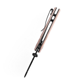 Discontinued Kansept Korvid M Folding Knife Brown Micarta Handle 154CM Plain Black Blade T2030A5