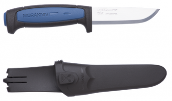 Mora Knives Pro S Fixed Blade Knife Black & Blue Rubber Handle Plain Edge 12242