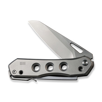 WE Vision R Folding Knife Gray Titanium Handle 20CV Reverse Tanto Plain Edge Silver Bead Blast Finish WE21031-1 WE Vision R Folding Knife Gray Titanium Handle 20CV Reverse Tanto Plain Edge Silver Bead Blast Finish WE21031-1