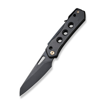 WE Vision R Folding Knife Black Titanium Handle 20CV Reverse Tanto Plain Edge Black Stonewash Finish WE21031-2