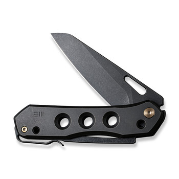 WE Vision R Folding Knife Black Titanium Handle 20CV Reverse Tanto Plain Edge Black Stonewash Finish WE21031-2