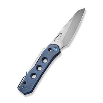 WE Vision R Folding Knife Blue Titanium Handle 20CV Reverse Tanto Plain Edge Silver Bead Blast Finish WE21031-3 WE Vision R Folding Knife Blue Titanium Handle 20CV Reverse Tanto Plain Edge Silver Bead Blast Finish WE21031-3