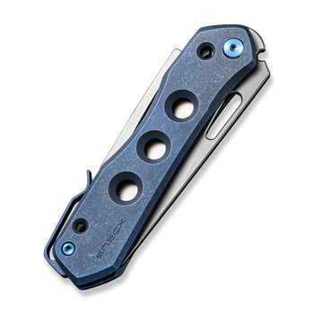 WE Vision R Folding Knife Blue Titanium Handle 20CV Reverse Tanto Plain Edge Silver Bead Blast Finish WE21031-3 WE Vision R Folding Knife Blue Titanium Handle 20CV Reverse Tanto Plain Edge Silver Bead Blast Finish WE21031-3