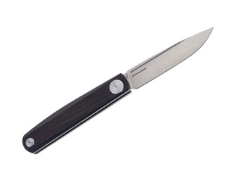 Real Steel GSlip Folding Knife Ebony Wood Handle VG-10 Plain Edge Satin Finish RS7841E