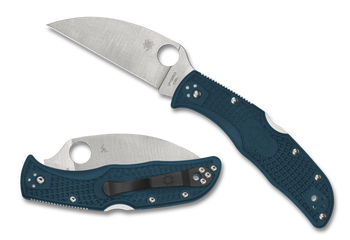 Discontinued Spyderco Endela Folding Knife Blue FRN Handle K390 Wharncliffe Plain Edge C243FPWK390