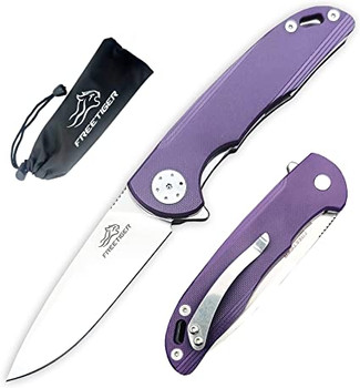 FreeTiger Flipper Folding Knife Purple G10 Handle D2 Plain Edge FT901-PR