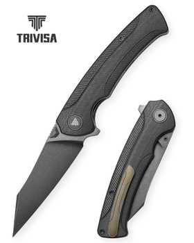 Trivisa Lynx-03B Folding Knife Black Titanium/G10 Handle S35VN Plain Black Blade