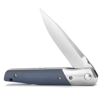 Trivisa Leominor-03G Folding Knife Blue G10 Handle K110 Plain Edge Satin Finish