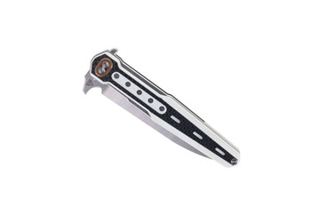 NOC DG-12 Flipper Folding Knife White G10/Carbon Fiber Handle 440C Dagger Plain Edge DG12-WHT