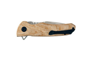 Buck 841 Sprint Classic Flipper Folding Knife Natural Micarta Handle S30V Drop Point Plain Edge Satin Finish 0841TNS-B