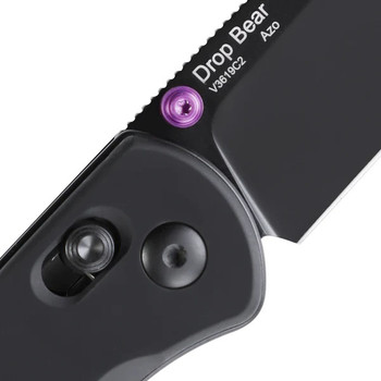 Kizer Drop Bear Folding Knife Black Aluminum Handle 154CM Plain Black Blade V3619C2