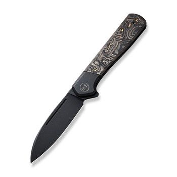 WE Soothsayer Folding Knife Black Titanium/Copper Foil Carbon Fiber Inlay Handle 20CV Drop Point Plain Edge Black Stonewash Finish WE20050-2
