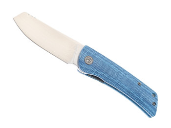 Petrified Fish Flavorist Flipper Folding Knife Blue Micarta Handle K110 Plain Edge Satin Finish PFE05-BMP