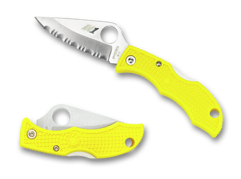 Spyderco Ladybug3 Salt Serrated SpyderEdge Key Ring Folding Knife H1 Blade Yellow FRN Handle LYLS3