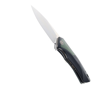 Petrified Fish Folding Knife Black/Green G10 Handle D2 Plain Edge Satin Finish PF-838GRS
