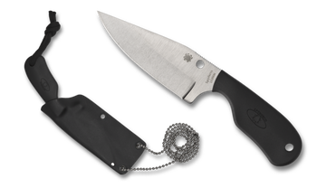 Spyderco Subway Bowie Fixed Blade Knife Black FRN Handle LC200N Plain Edge FB48PBK