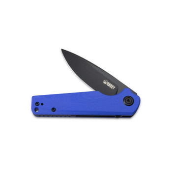 Kubey Wolverine Folding Knife Blue G10 Handle D2 Drop Point Plain Edge Dark Stonewash Finish KU233F