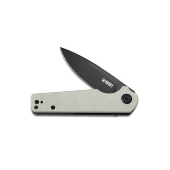 Kubey Wolverine Folding Knife Off White G10 Handle D2 Drop Point Plain Edge Dark Stonewash Finish KU233G