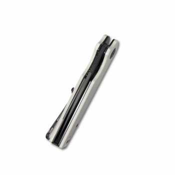 Kubey Wolverine Folding Knife Off White G10 Handle D2 Drop Point Plain Edge Dark Stonewash Finish KU233G