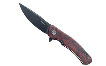 Petrified Fish Warrior Flipper Folding Knife Red/Black Gmascus/G10 Handle K110 Plain Black Blade PF-949-R
