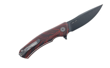 Petrified Fish Warrior Flipper Folding Knife Red/Black Gmascus/G10 Handle K110 Plain Black Blade PF-949-R