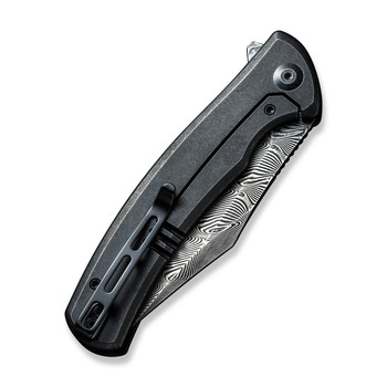 Discontinued Civivi Sinisys Folding Knife Black Twill Carbon Fiber/G10/Stainless Steel Handle Damascus Clip Point Plain Edge Black Hand Rubbed Finish C20039-DS1