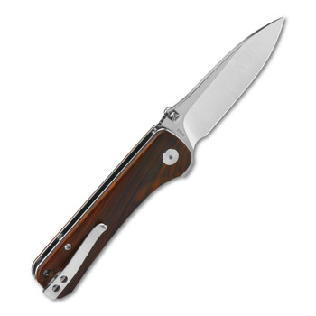 QSP Hawk Folding Knife Brown Cocobolo Handle S35VN Plain Edge Satin Finish QS131-D2